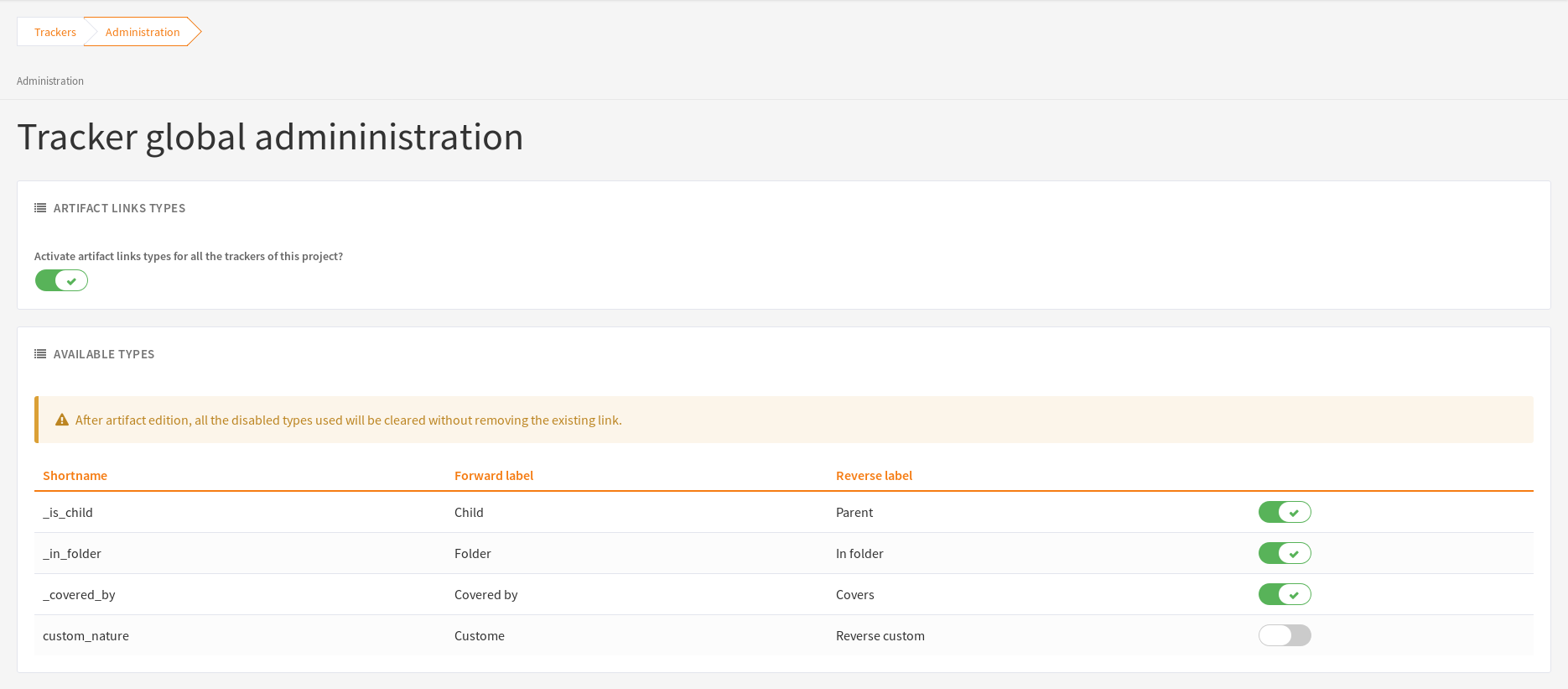 Tracker global administration
