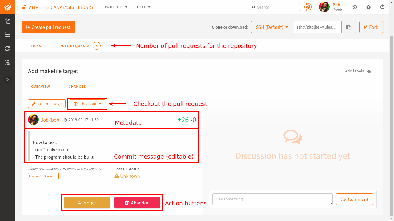 Pull request screen